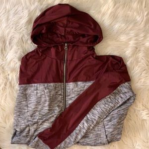Maroon and grey zip-up sweatshirt. Size XL.